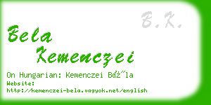 bela kemenczei business card